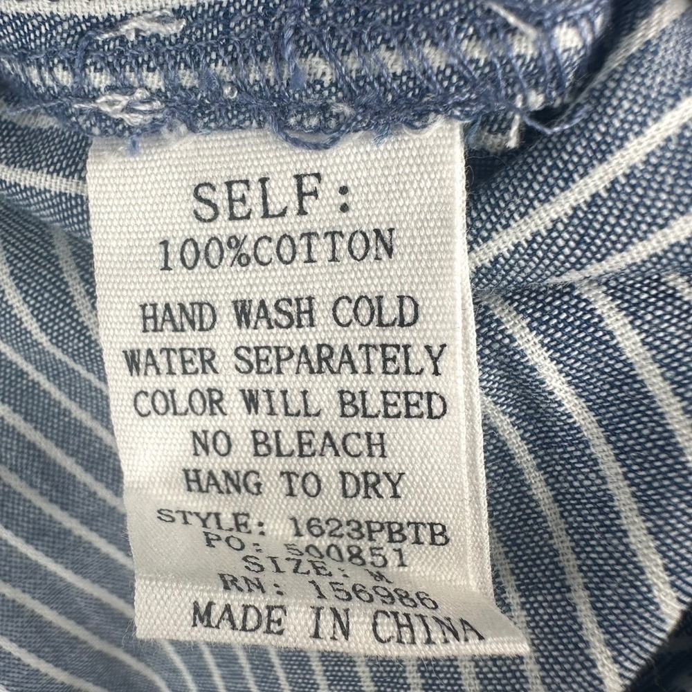 Baltic Born Odelia Striped Blue Off White Wide Leg Cotton Drawstring Pants M NWT - Picture 8 of 12
